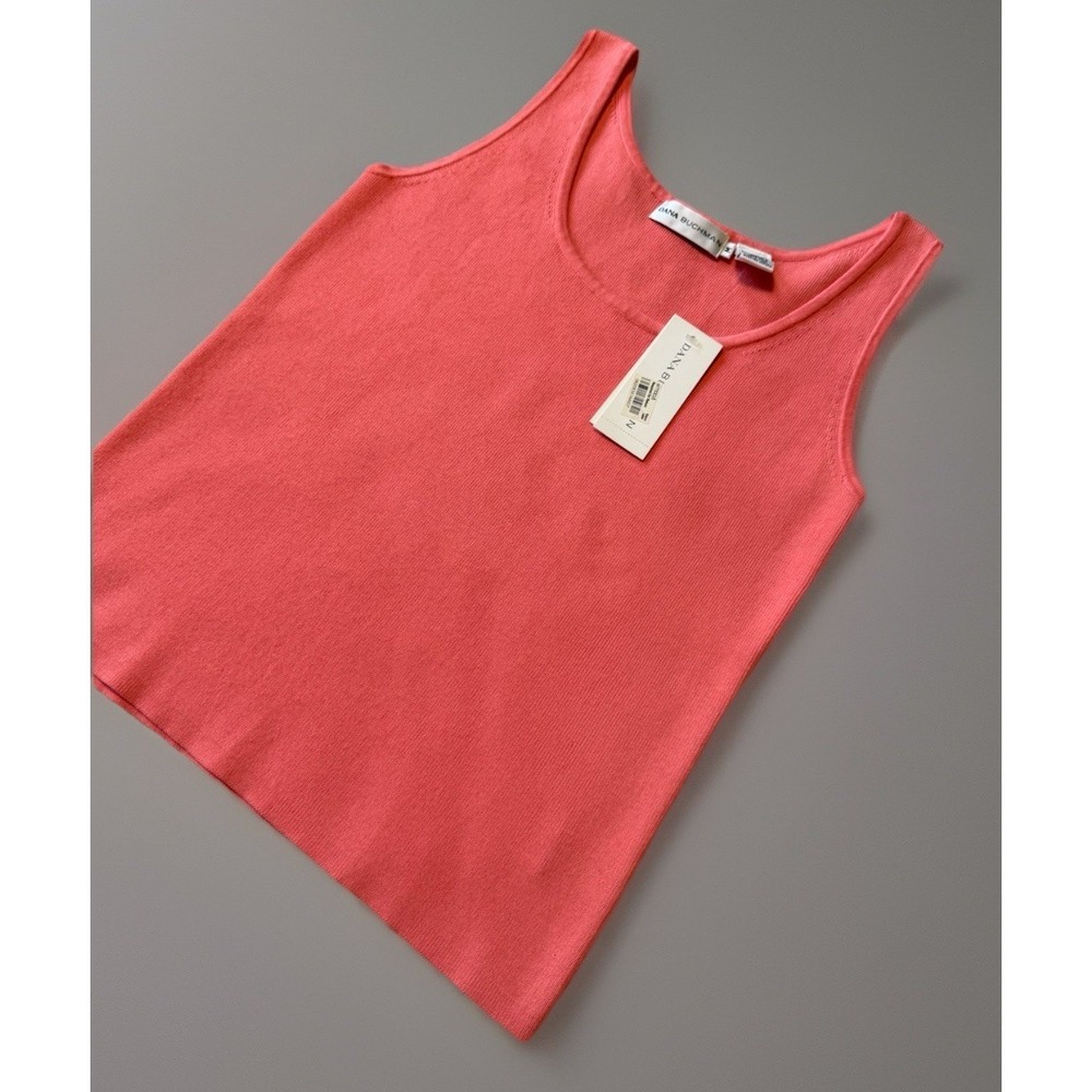NWT Dana Buchman Ribbed Coral Tank Top Women's Size Medium - Picture 2 of 7